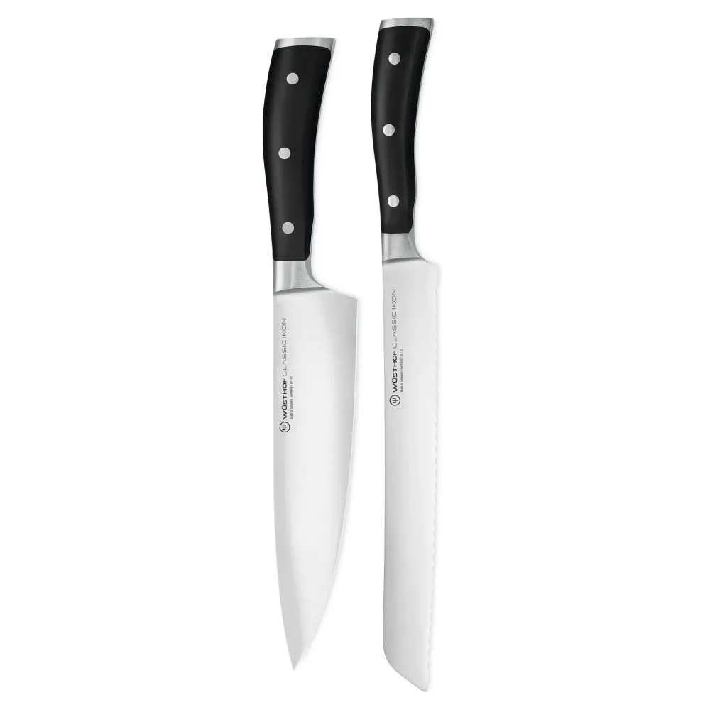Wüsthof - Classic Ikon 2-teiliges Messerset - Kochmesser + Brotmesser