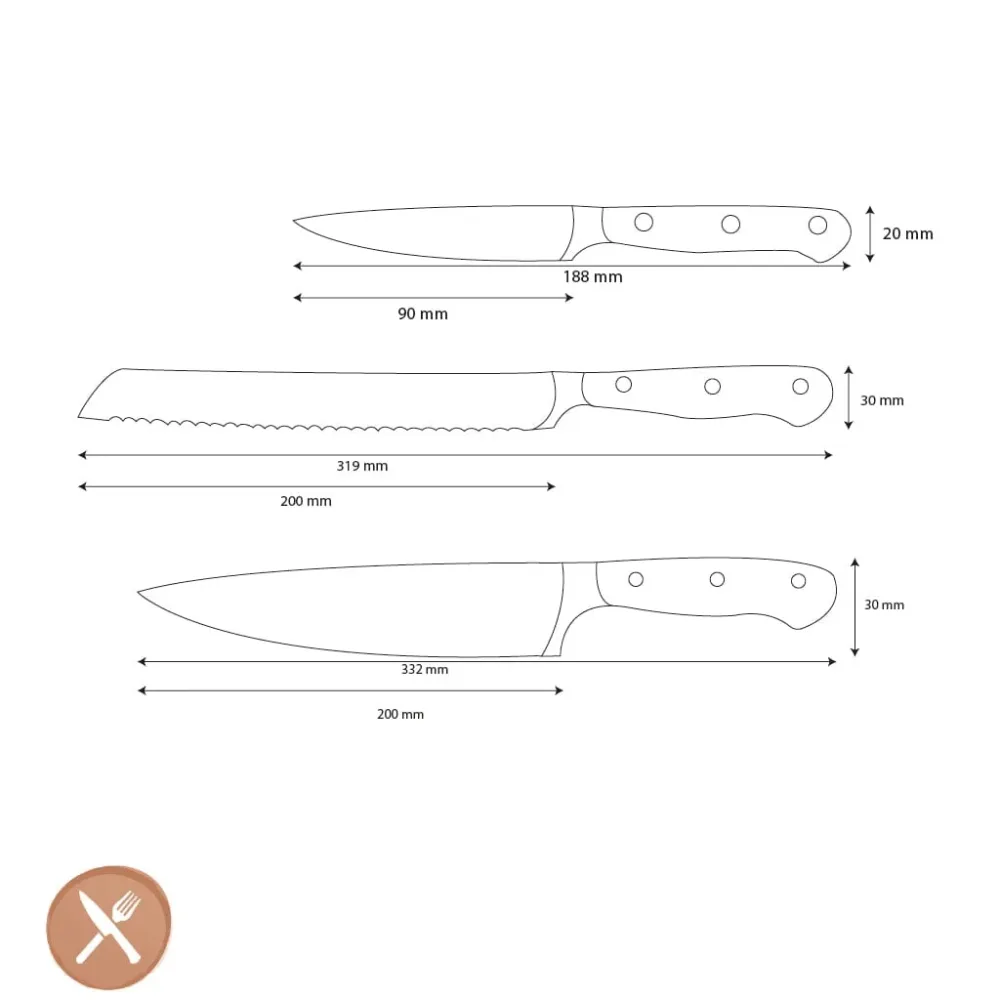 Wüsthof - Classic Messerset mit Brotmesser 3-teilig