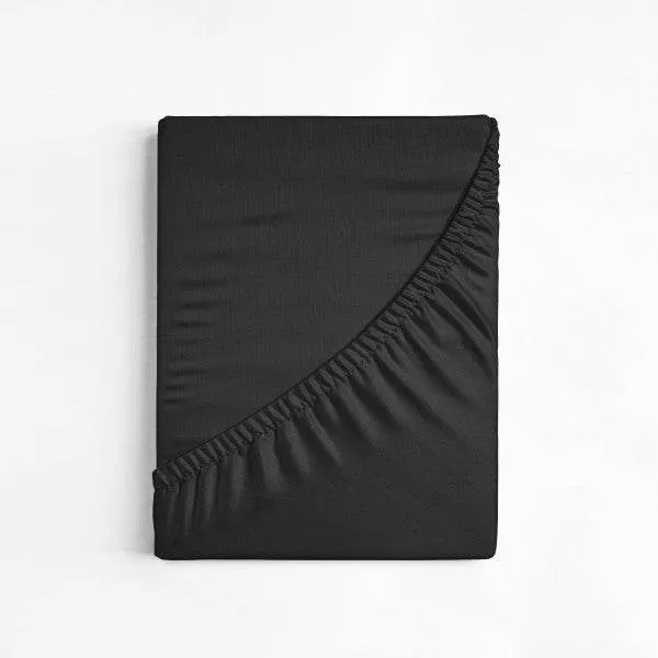 Baumwolle Spannbettlaken Schwarz 200 x 220 cm