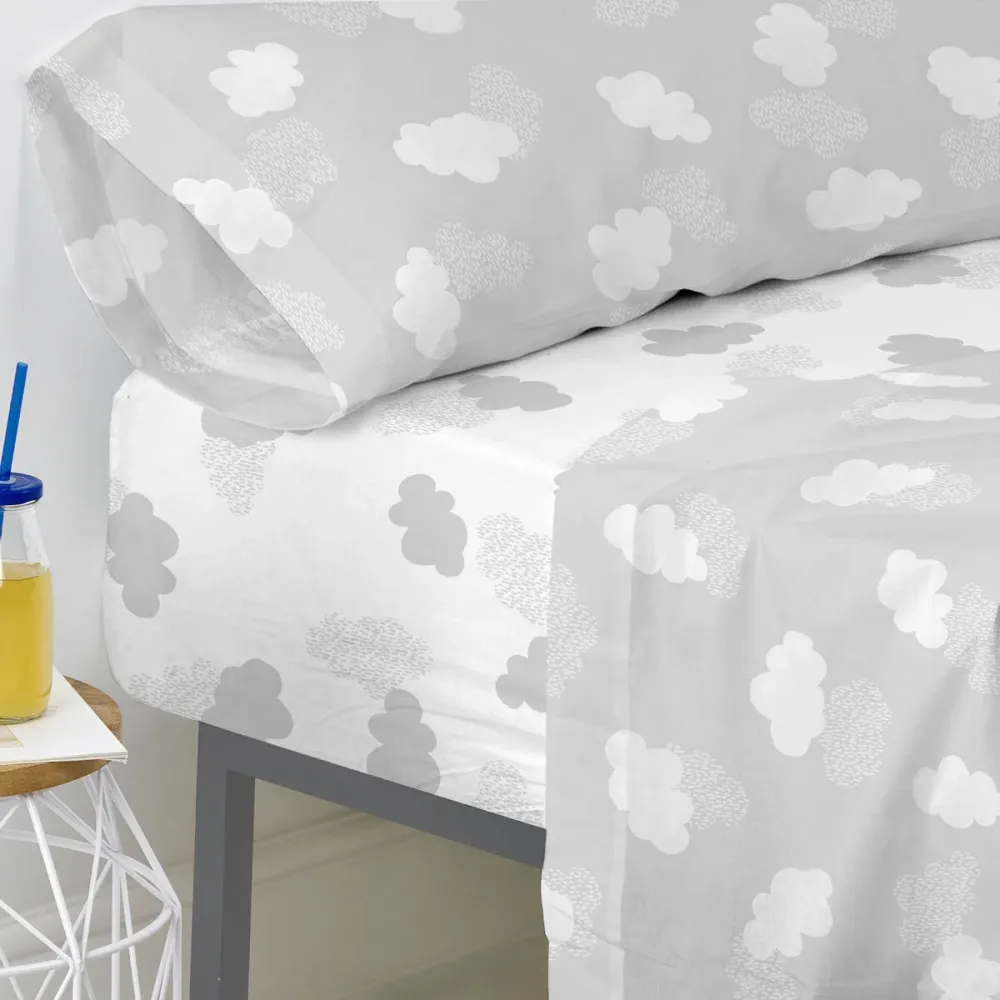 Bettlaken HappyFriday BASIC KIDS Grau 105 x 200 x 32 cm