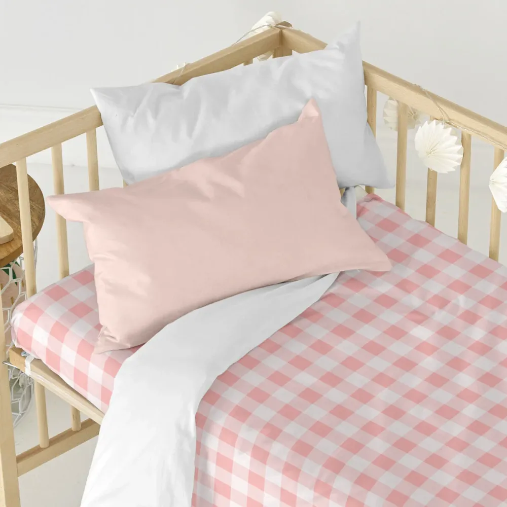Bettlaken HappyFriday BASIC KIDS Weiß Rosa 70 x 140 x 14 cm