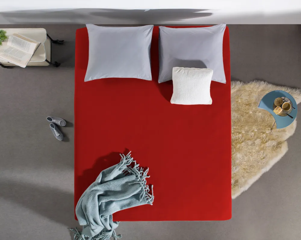 Einzel Jersey 135 gr. Spannbettlaken Rot 140 x 200 cm
