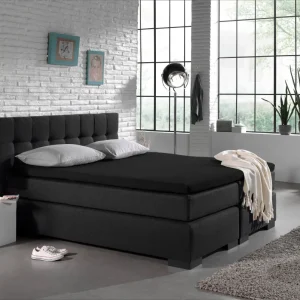 Jersey Topper Spannbettlaken Schwarz 180 x 200/220 cm