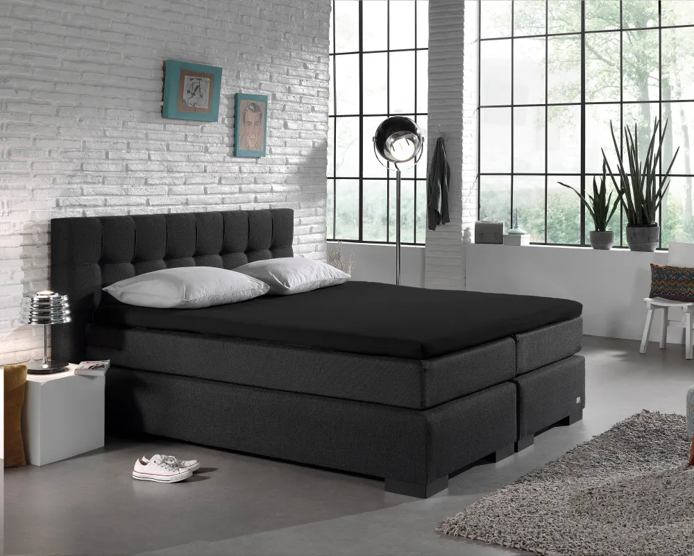 Jersey Topper Spannbettlaken Schwarz 180 x 200/220 cm
