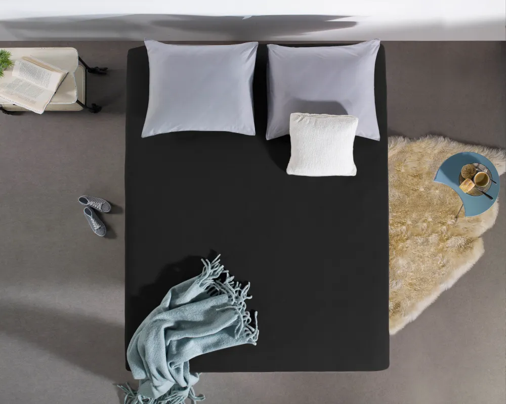 Jersey Topper Spannbettlaken Schwarz 180 x 200/220 cm