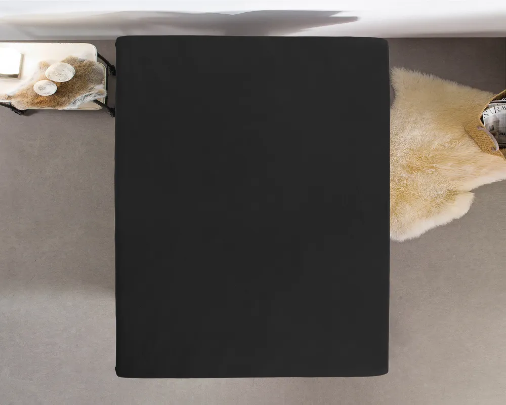 Jersey Topper Spannbettlaken Schwarz 180 x 200/220 cm