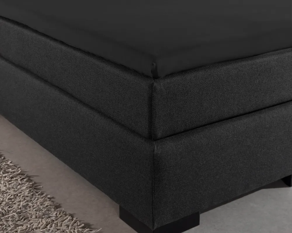 Jersey Topper Spannbettlaken Schwarz 180 x 200/220 cm