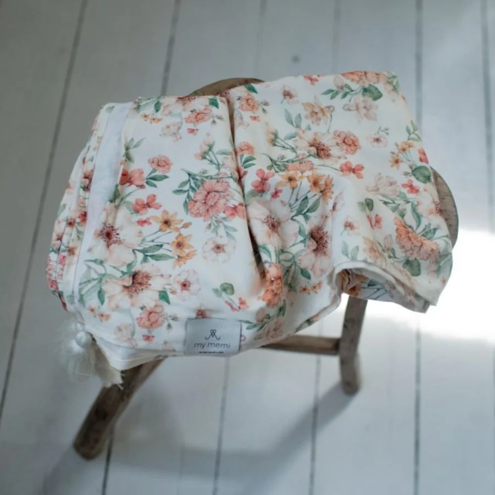 Memi Bamboo Spannbettlaken Kinderwagen Blüte