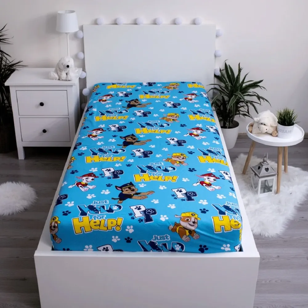 Paw Patrol Spannbettlaken 90x200 cm aus 100 % Baumwolle mit 25 cm Steghöhe