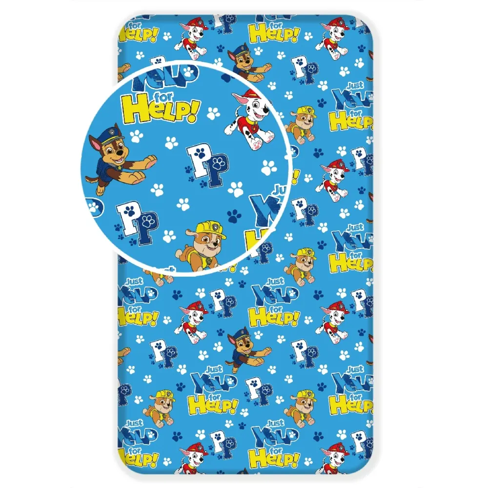 Paw Patrol Spannbettlaken 90x200 cm aus 100 % Baumwolle mit 25 cm Steghöhe