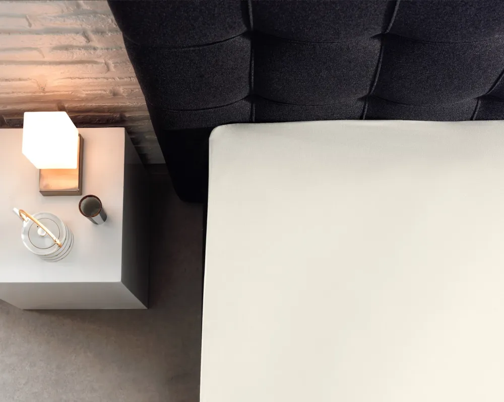 Split Topper Spannbettlaken aus Baumwolle Creme 200x220 cm