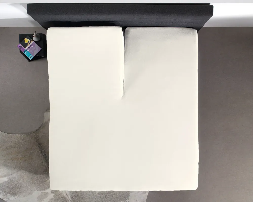 Split Topper Spannbettlaken aus Baumwolle Creme 200x220 cm