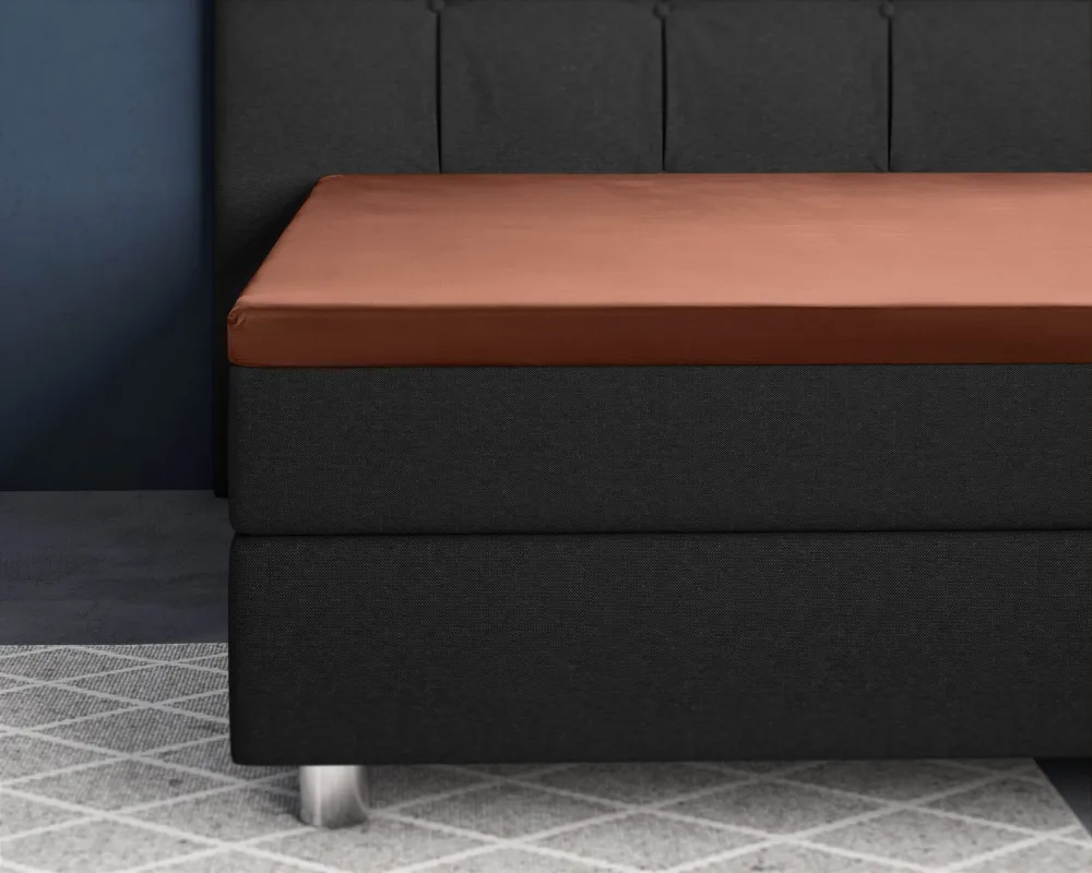 Topper Satin Spannbettlaken Braun 180 x 200 cm