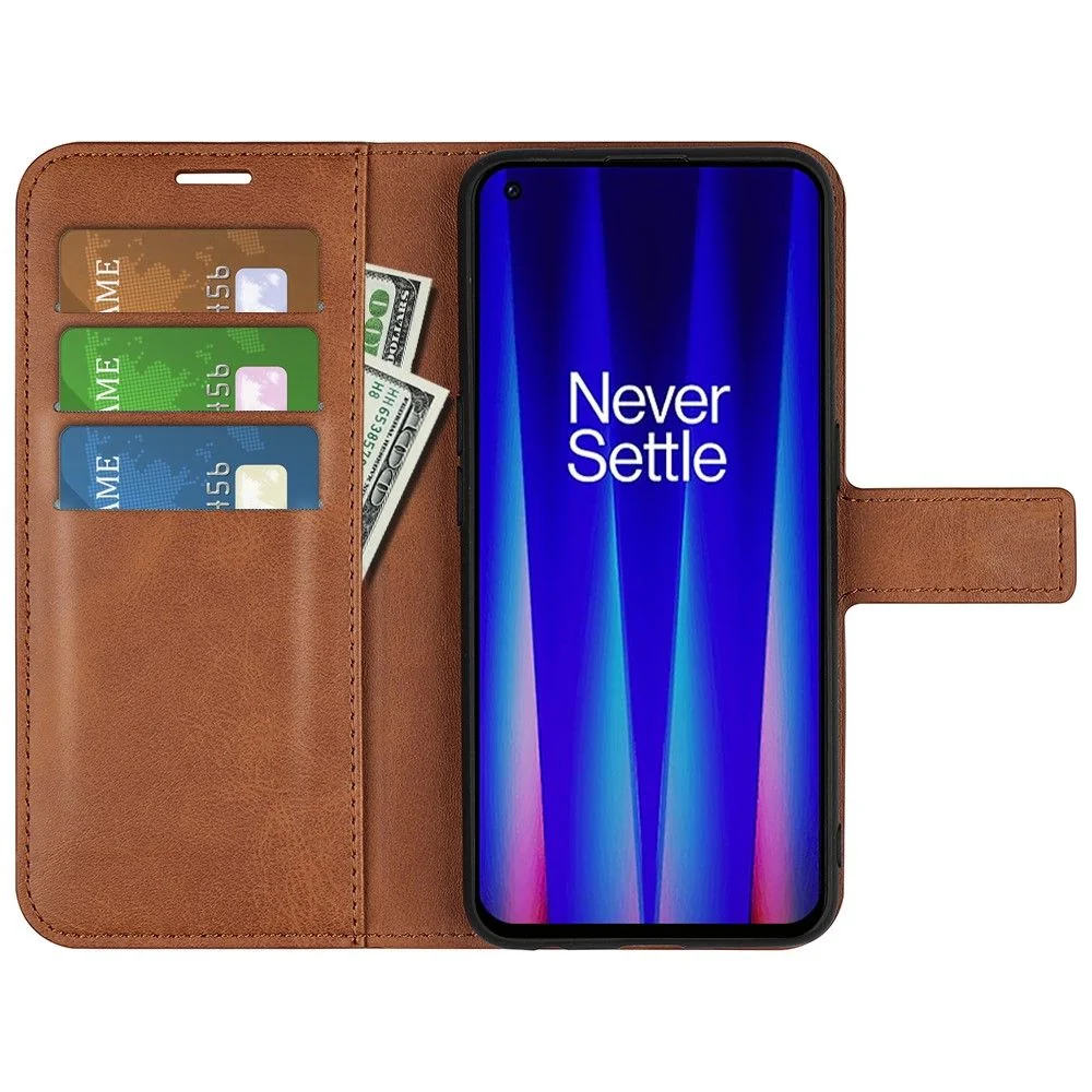 Geldbeutel ähnlichen Stil, Lederhülle für OnePlus Nord CE 2 5G - Hellbraun