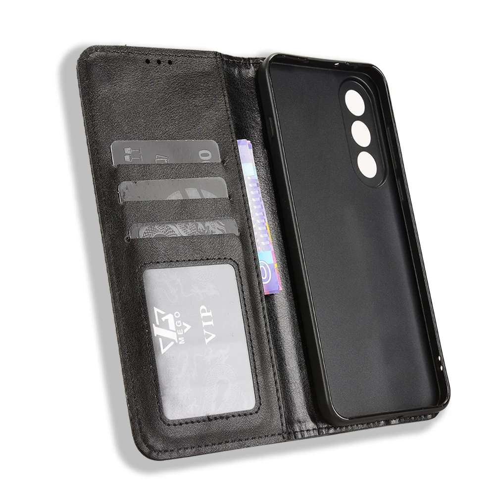 Geldbeutel Style Fliphülle aus echtem Leder für OnePlus Nord 5 / OnePlus Ace 5 Ultra - Schwarz