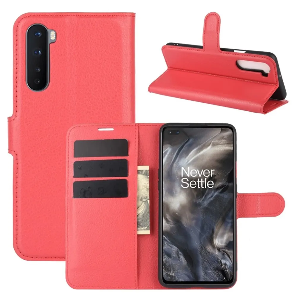 Klassische OnePlus Nord Flip Hülle - Rot