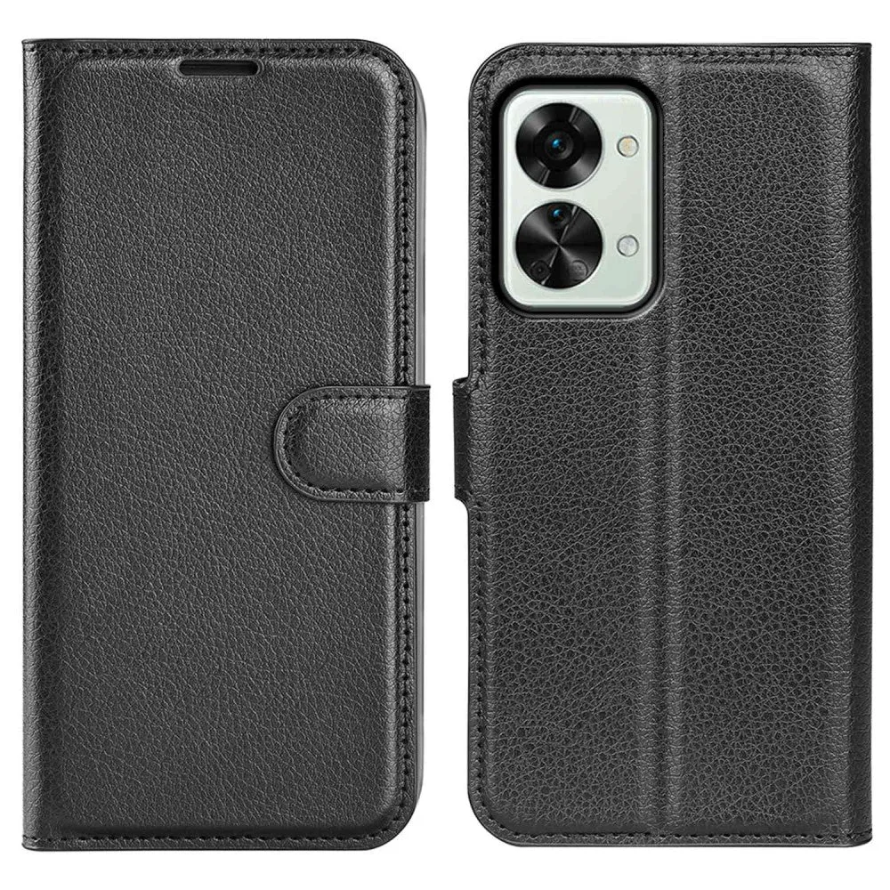 Klassische OnePlus Nord 2T Flip Hülle - Schwarz