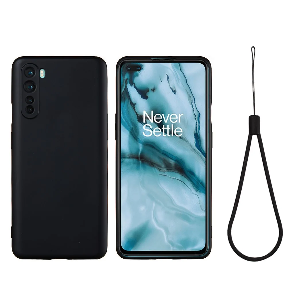 Matte Flüssigsilikonhülle für OnePlus Nord - Schwarz