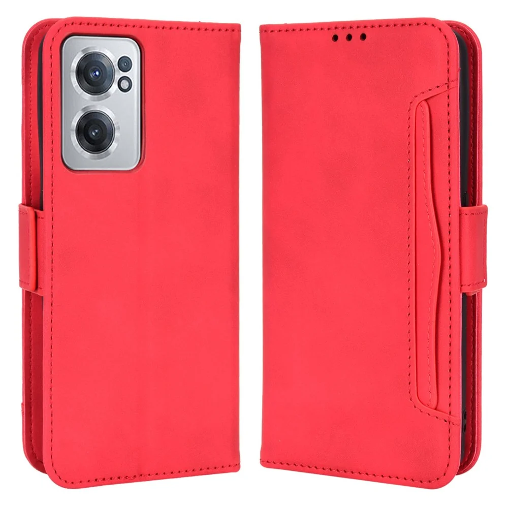 Moderne Leder Geldhülle für OnePlus Nord CE 2 5G - Rot