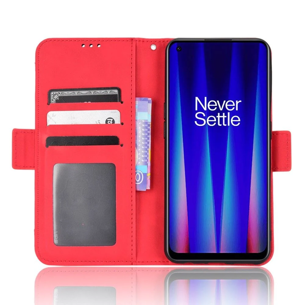 Moderne Leder Geldhülle für OnePlus Nord CE 2 5G - Rot