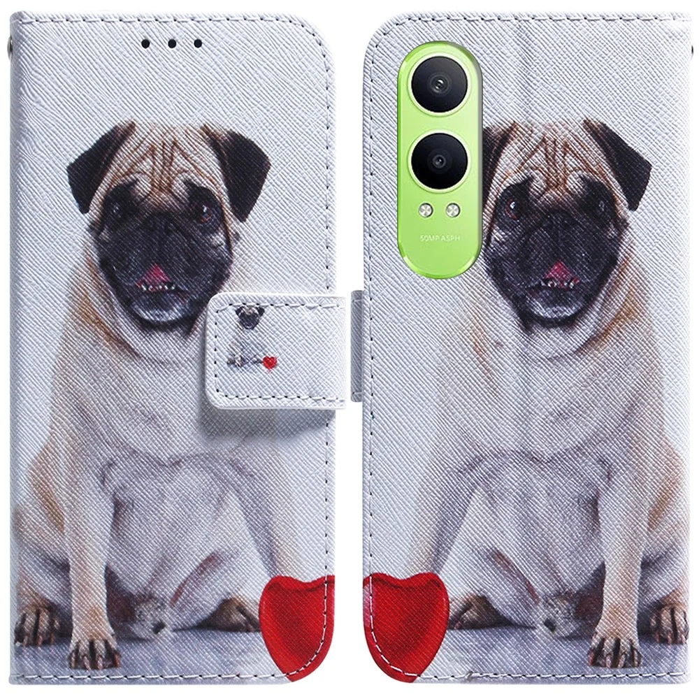 OnePlus Nord CE4 Lite 5G Wallet-Hülle mit Musterdruck aus Leder - Hund