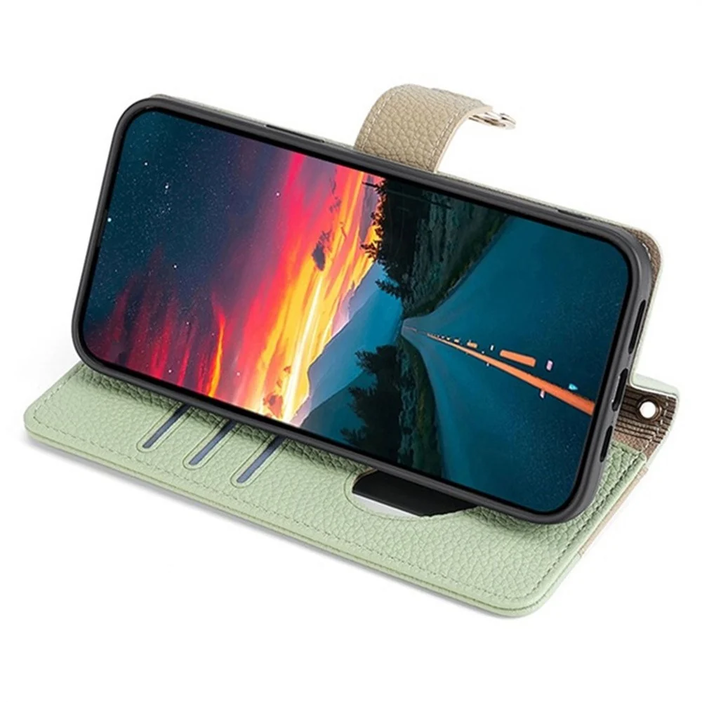 OnePlus Nord CE5 / OnePlus Ace 5 Racing Veganes Leder Portemonnaie-Etui - Grün