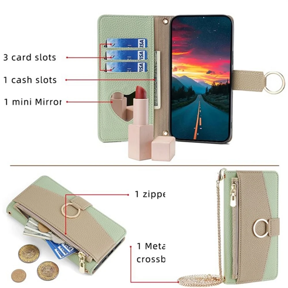 OnePlus Nord CE5 / OnePlus Ace 5 Racing Veganes Leder Portemonnaie-Etui - Grün