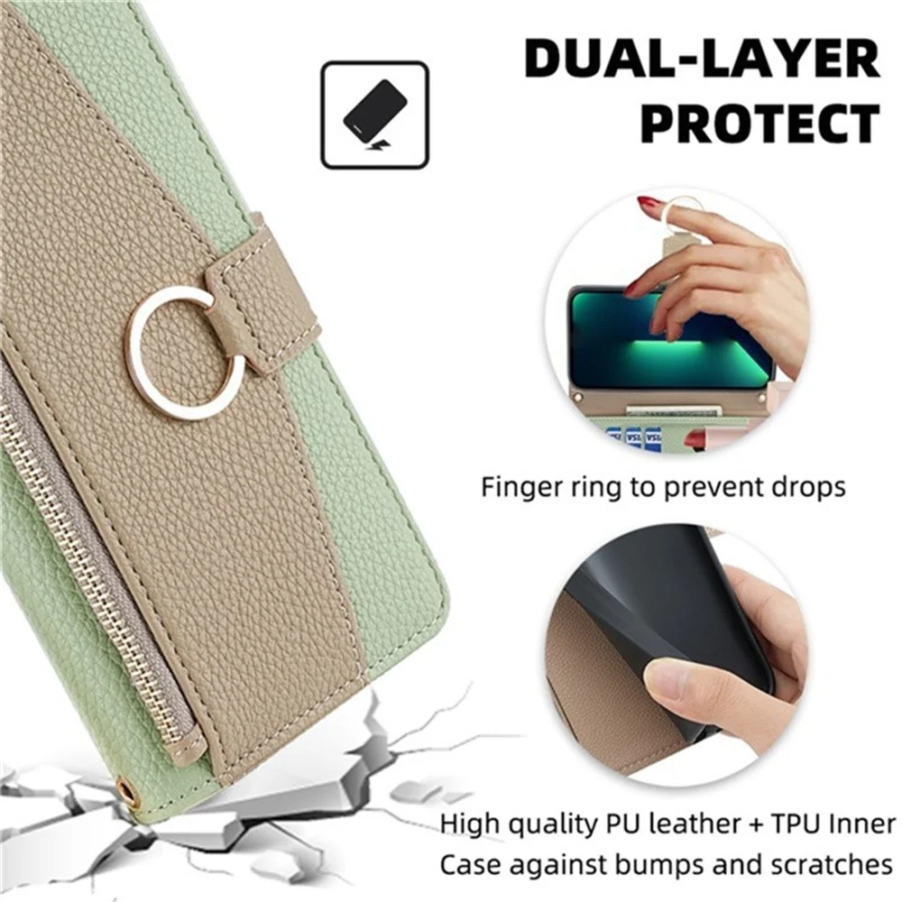 OnePlus Nord CE5 / OnePlus Ace 5 Racing Veganes Leder Portemonnaie-Etui - Grün