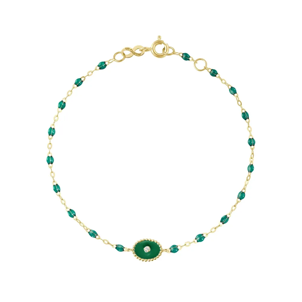 Smaragdgrünes Armband Etoile du Nord, Diamant, Gelbgold, 17 cm