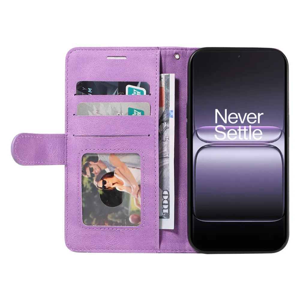 Strukturierte Ledertasche mit Gurt für OnePlus Nord 5 / OnePlus Ace 5 Ultra - Violett