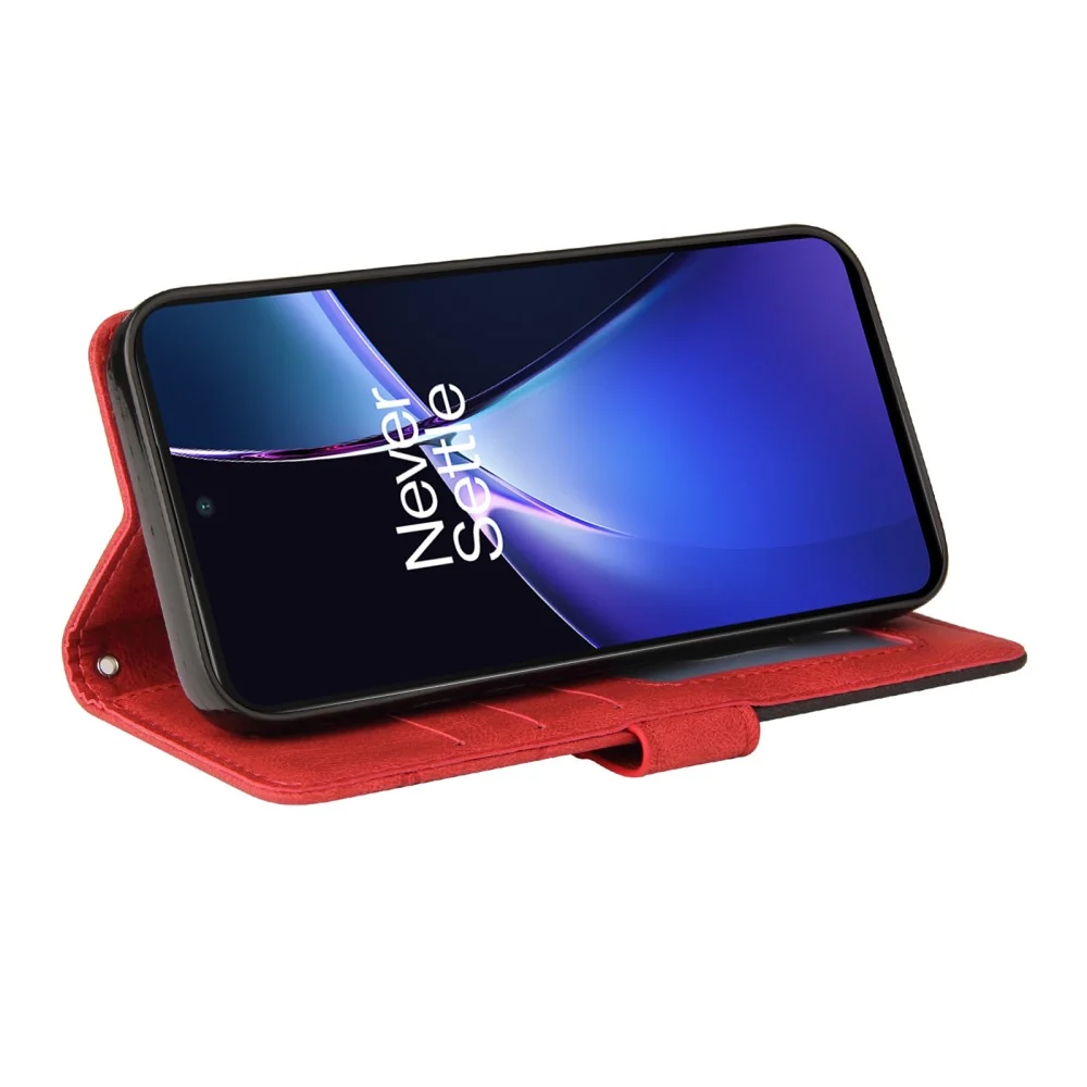 Strukturierte Ledertasche mit Gurt für OnePlus Nord CE4 Lite / Oppo K12x - Rot