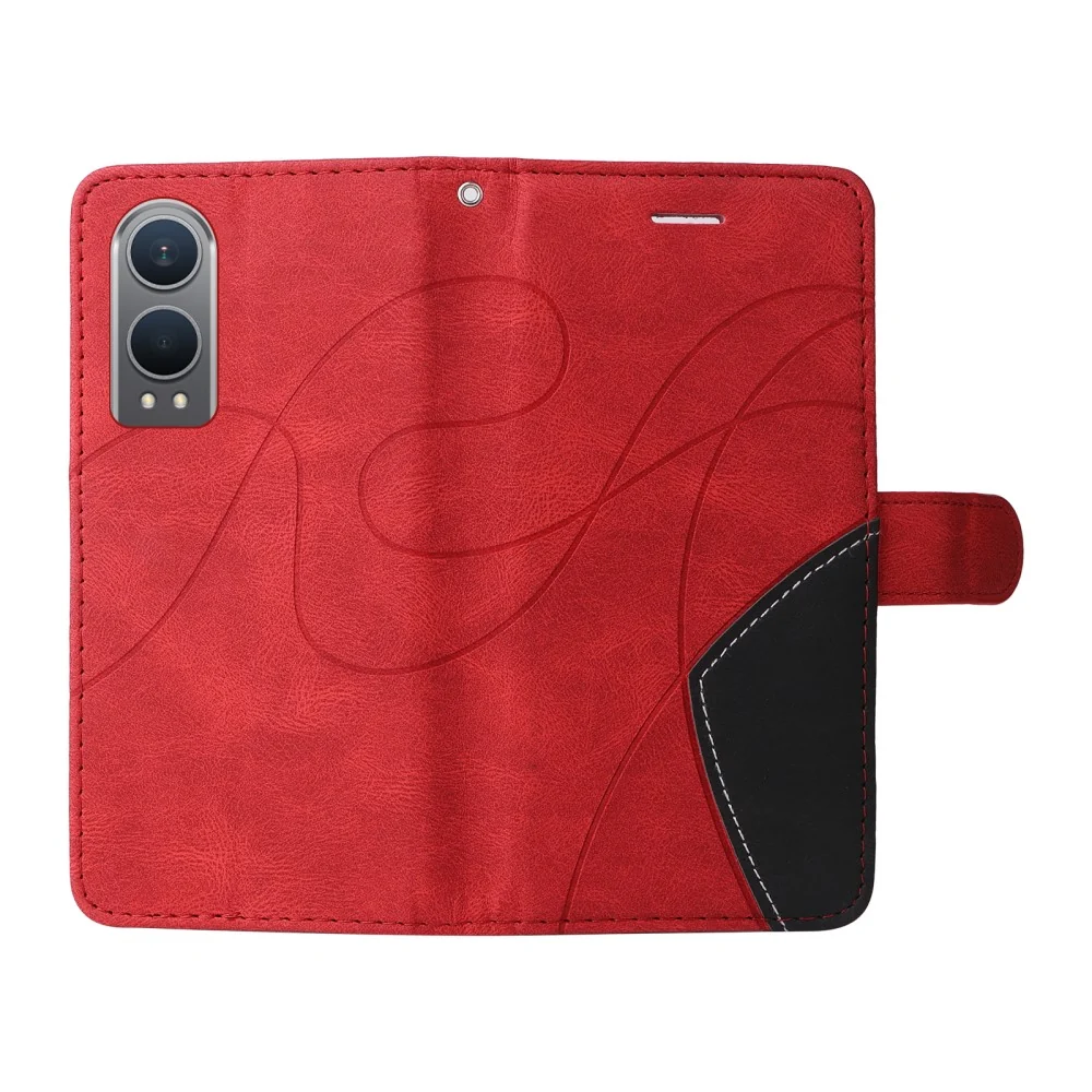 Strukturierte Ledertasche mit Gurt für OnePlus Nord CE4 Lite / Oppo K12x - Rot