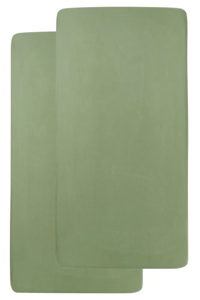 Meyco Spannbettlaken Kinderbett 2St Olivgrün 60X120cm