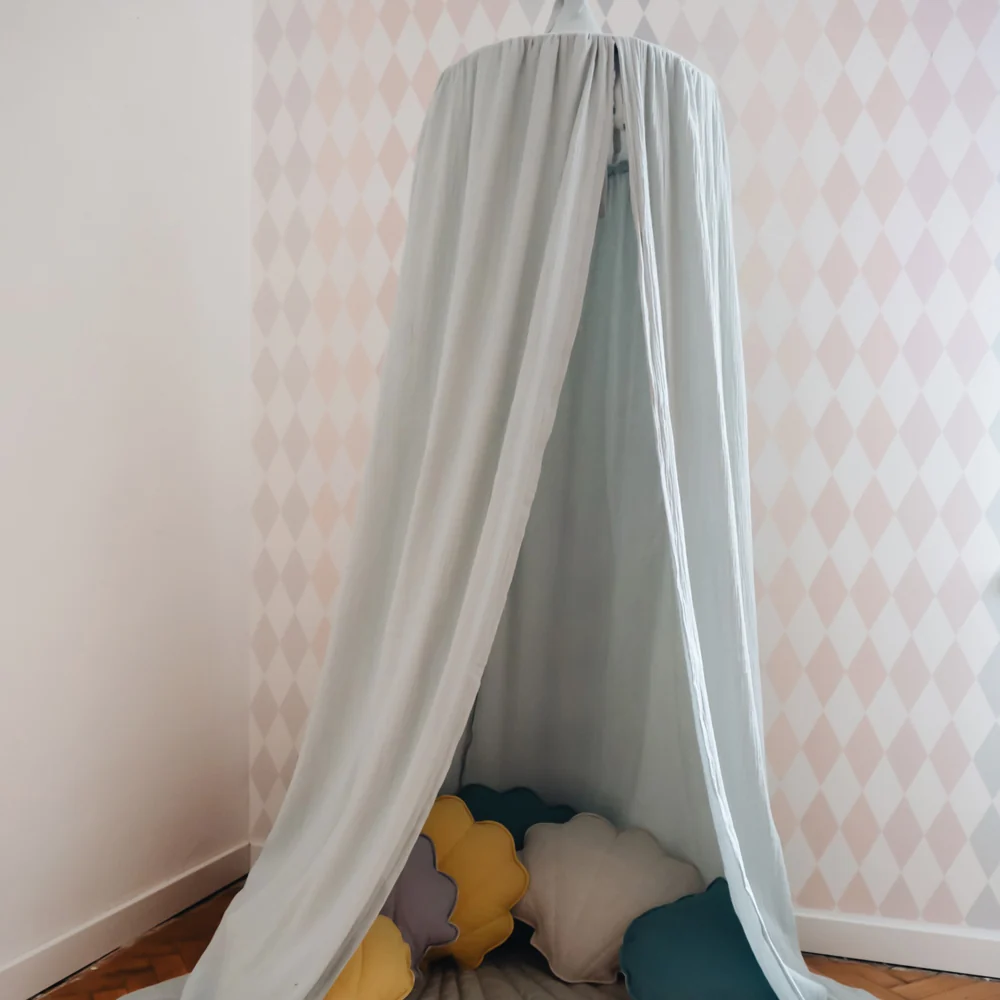 Betthimmel Baldachin aus Bio Baumwolle 240 cm, Mint