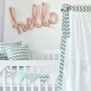 Betthimmel Chevron hellgrau und mint