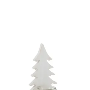 J-Line Tealight Holder Christmas Tree Wood White