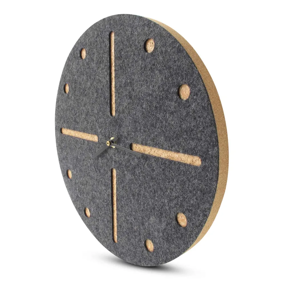 Wanduhr aus Filz und Kork 30 cm | anthrazit - schwarz | Design: Odense