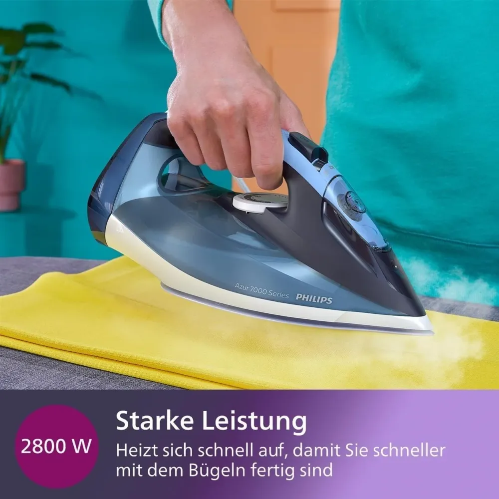 Philips Azur 7000 Serie Dampfbügeleisen - 2800 W, 50 g/min Dauerdampf, 250 g