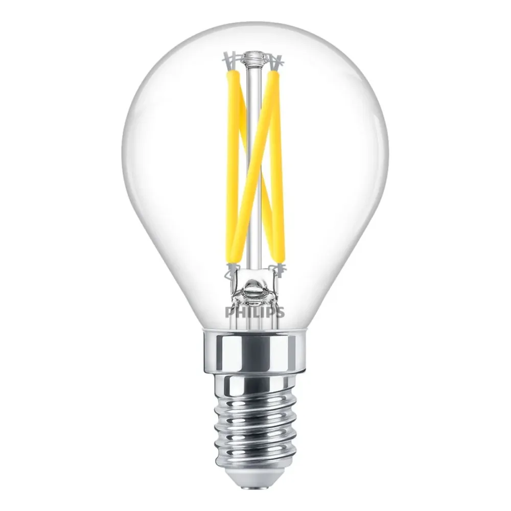Philips MASTER LED E14 Kugelfilament, klar, 2,5 W, 340 lm – 922-927, dimmbar bis warm | Beste Farbwiedergabe – Dimmbar – E...