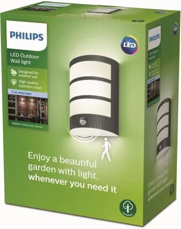 Philips myGarden 6W LED Python Wandaußenleuchte Anthrazit mit Bewegungssensor 4000K neutralweißes Licht