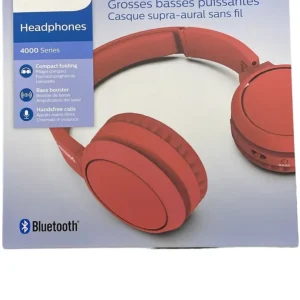 Philips TAH4205RD/00 Bluetooth On-Ear Kopfhörer – 29h Akku, Bass Boost, Faltbar, Rot