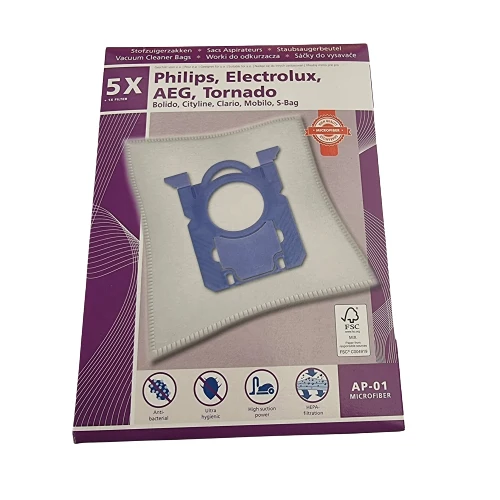 Universal-Staubsaugerbeutel Mikrofaser 5 Stk Philips Electrolux AEG Tornado AP01