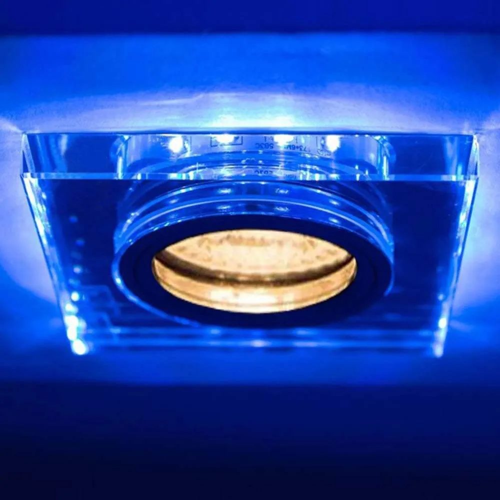 GU10 Decken-Einbauleuchte Soren mit blauen LED`s 9 x 9cm 230V