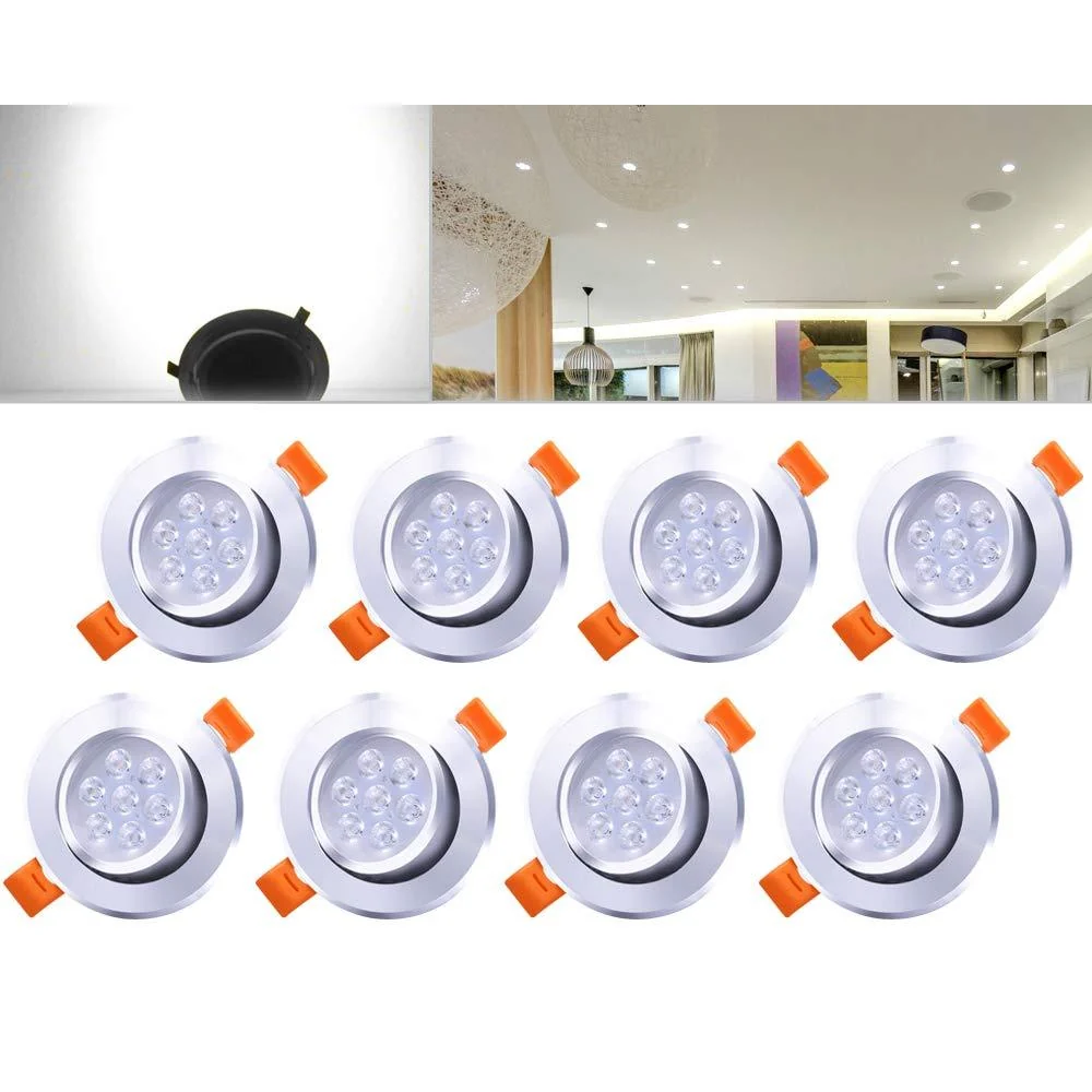 HENGDA® 8er 7W LED Spot Einbauleuchte Kaltweiß Einbau Strahler Set Decken Lampe [Energieklasse ++]