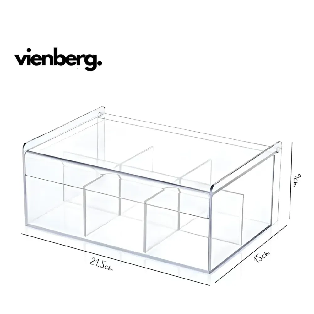 Acryl Teebox & Schmuck-Organizer – Transparente Aufbewahrungsbox mit 6 Fächern