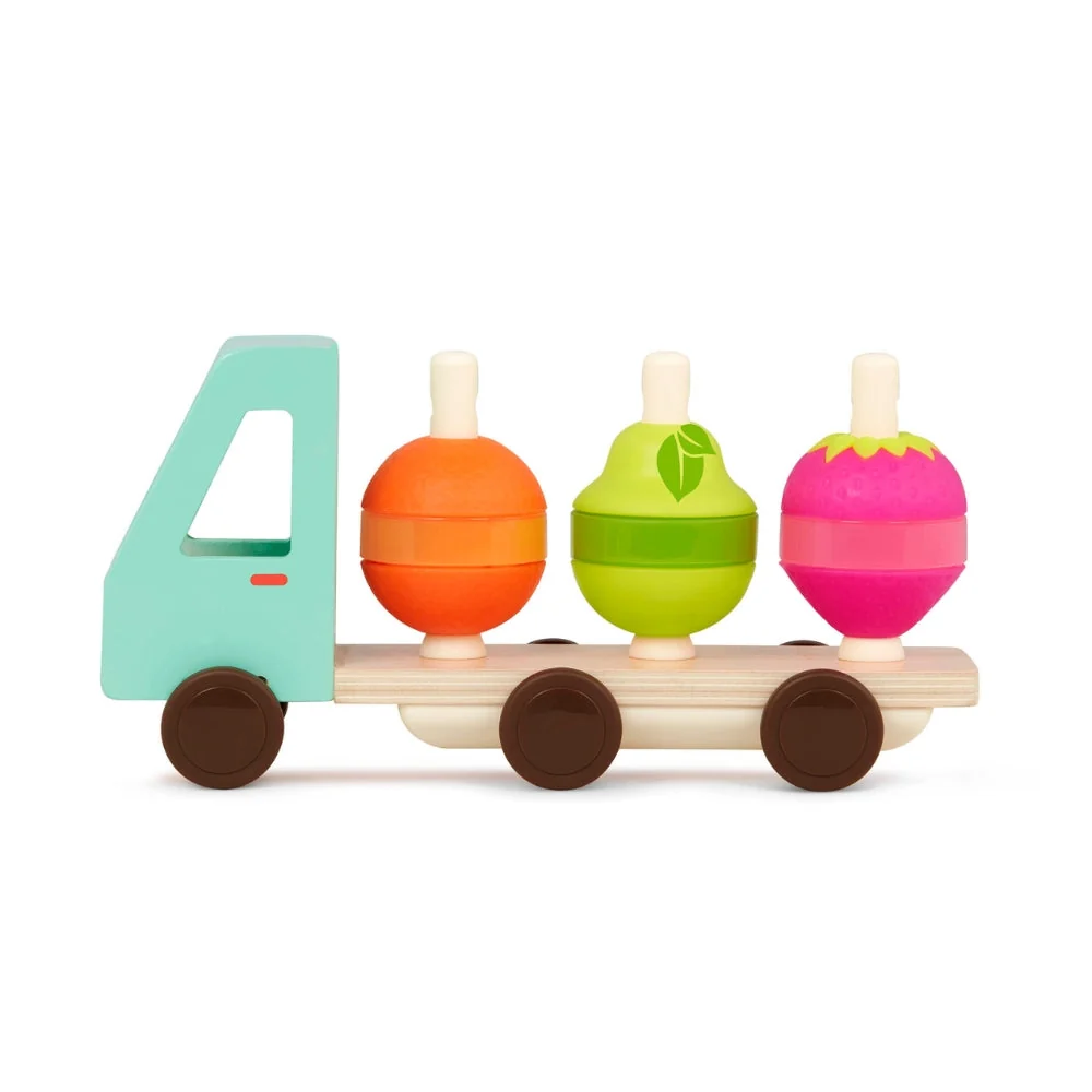 B.Toys Wooden Truck Sorter für Kinder mit Obst