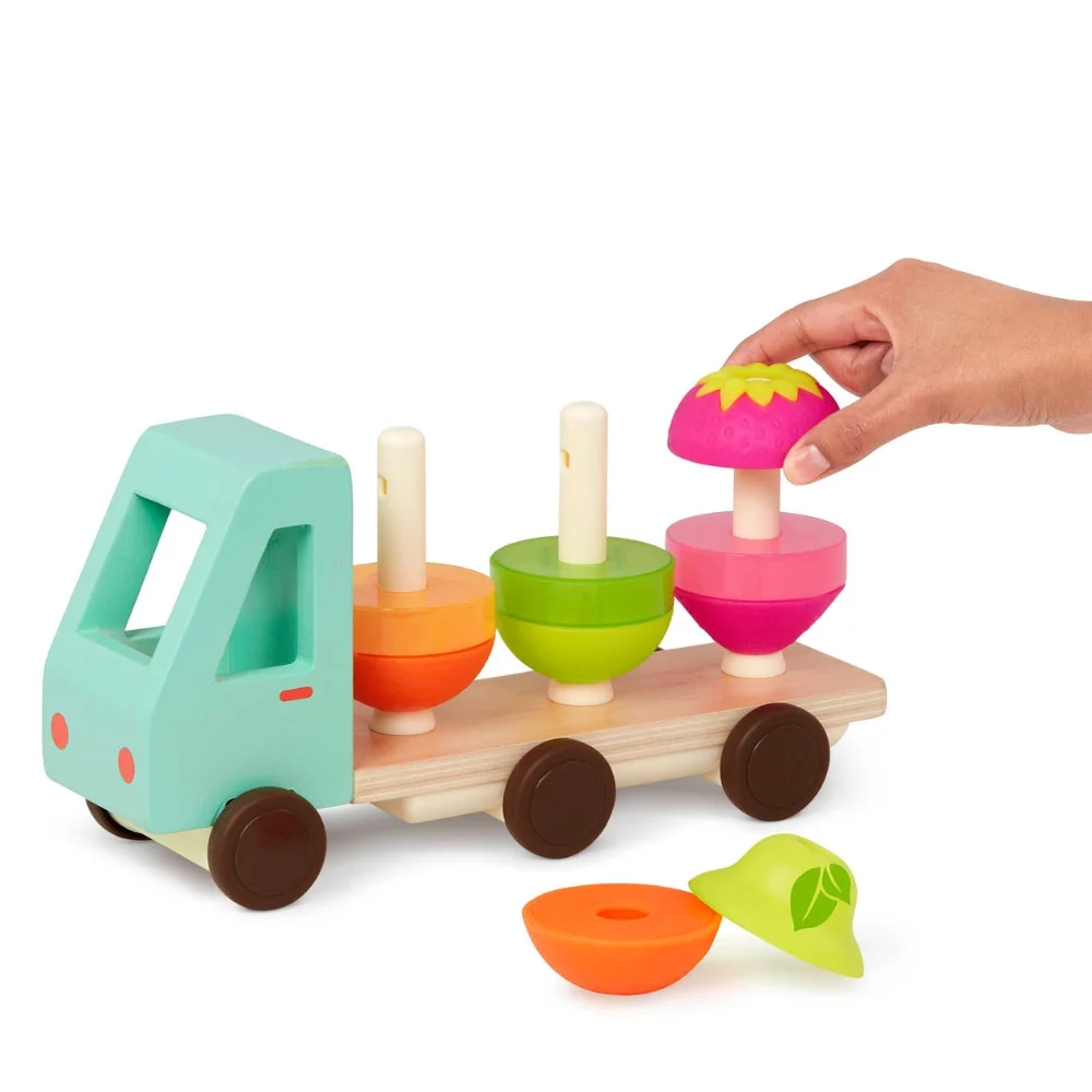 B.Toys Wooden Truck Sorter für Kinder mit Obst