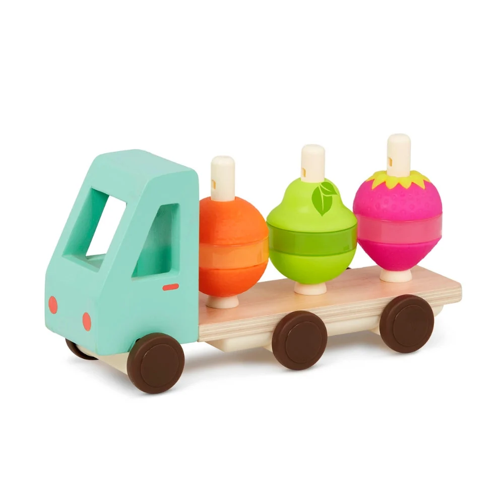 B.Toys Wooden Truck Sorter für Kinder mit Obst