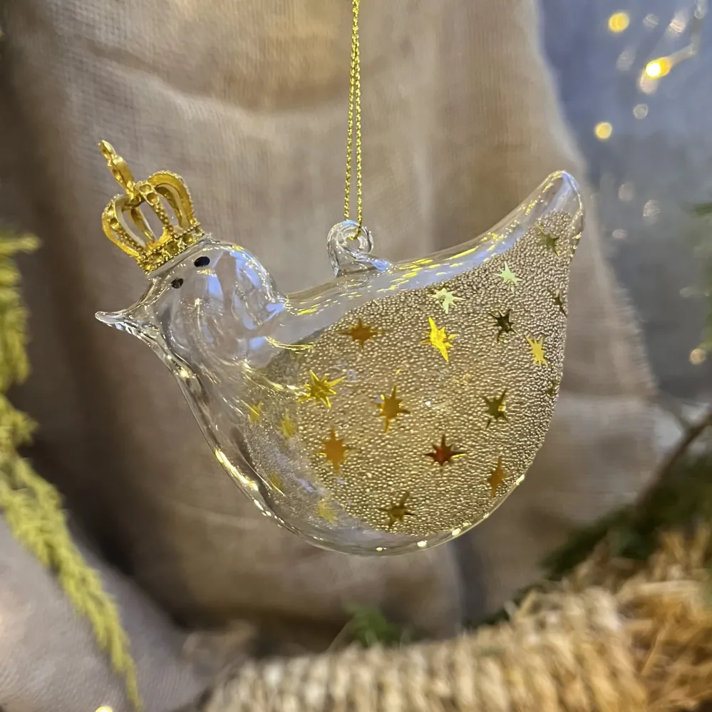 Christbaumkugel „Vogel mit Krönchen“ - Glas