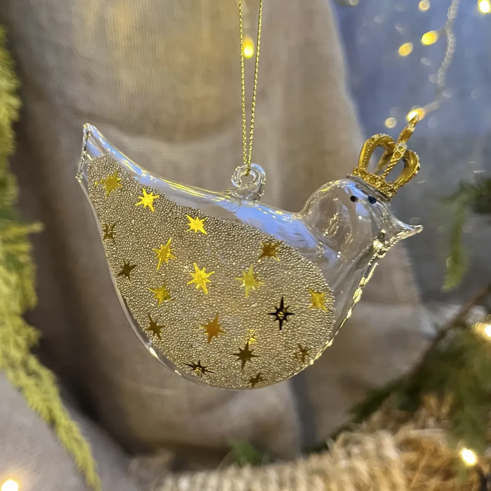 Christbaumkugel „Vogel mit Krönchen“ - Glas